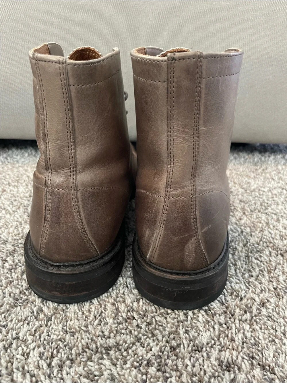 Frye Men's Leather Cap-Toe Lace-Up Boots in Taupe Brown